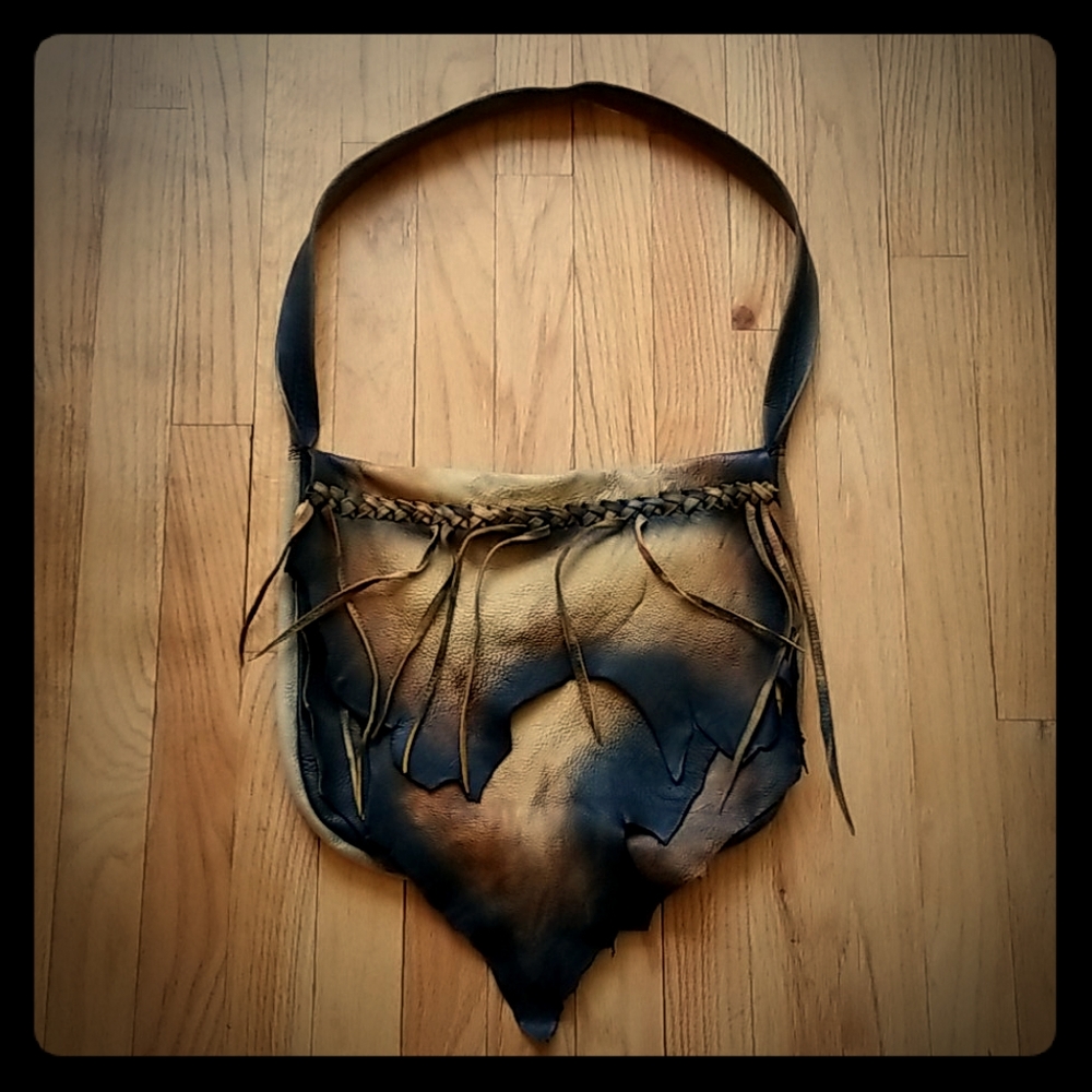 OOAK all leather artisan handmade shoulder bag.
